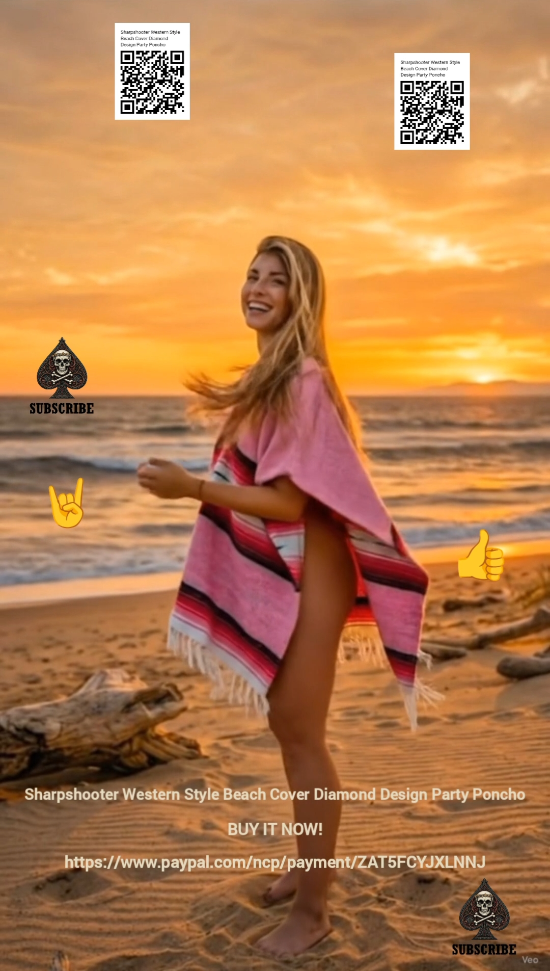 Pink-Sharpshooter-Western-Style-Beach-Cover-Diamond-Design-Party-Poncho